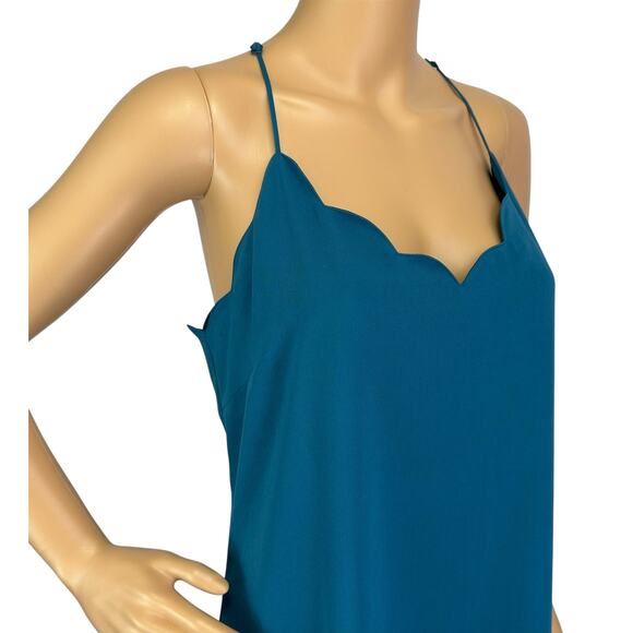 J. Crew Scalloped Tank Dress Teal Blue Sleeveless G3613 Size 12 - Picture 10 of 12